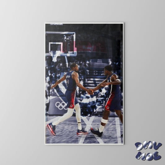 Kevin Durant and Anthony Edwards Team USA Poster, Anthony Edwards Poster, Kevin Durant Poster, Team USA Basketball Poster
